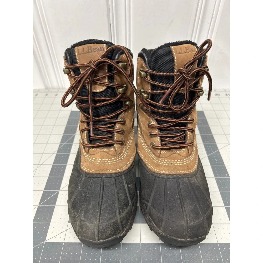 LL Bean Storm Chaser Duck Boots Women 6.5 Brown Leather PrimaLoft Insulated